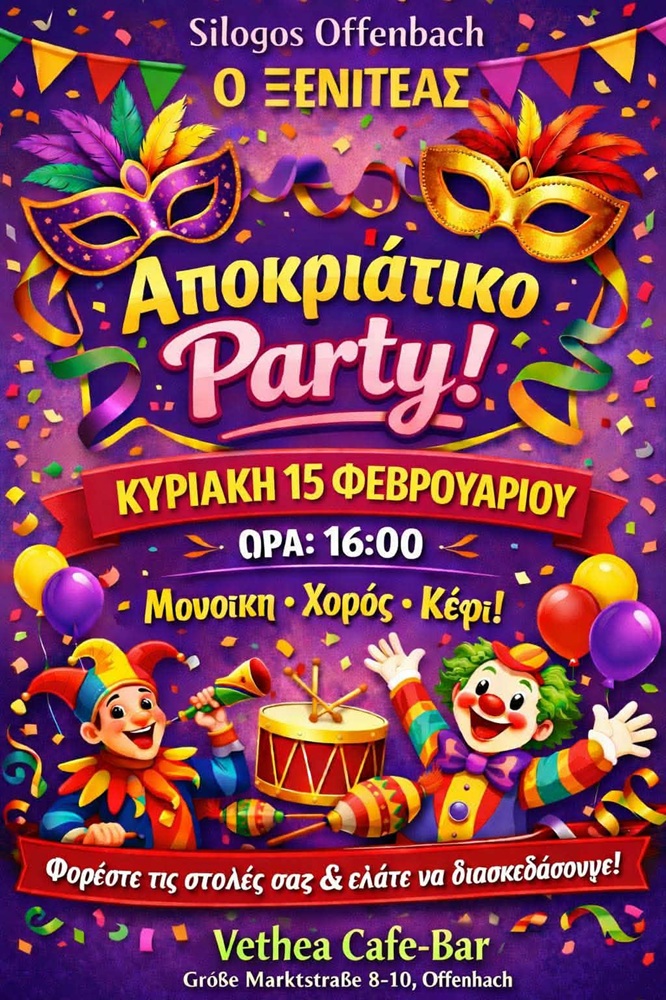 Αποκριάτικο Πάρτυ στον «Ξενιτέα» Offenbach
