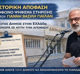 Ιστορική απόφαση: Ομόφωνο ψήφισμα στήριξης για τον Γιάννη Βασίλη Γαϊλάλι από τον Δήμο Νίκαιας-Αγ. Ι. Ρέντη