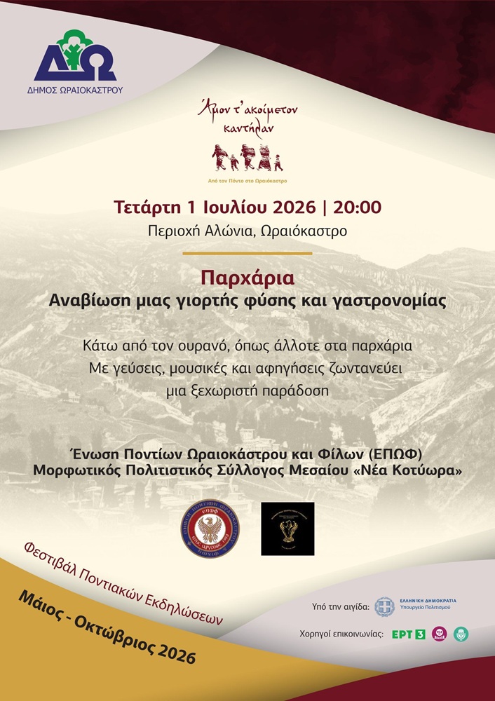 Φεστιβάλ Ποντιακών Εκδηλώσεων Δ. Ωραιοκάστρου: Αναβιώνουν τα Παρχάρια